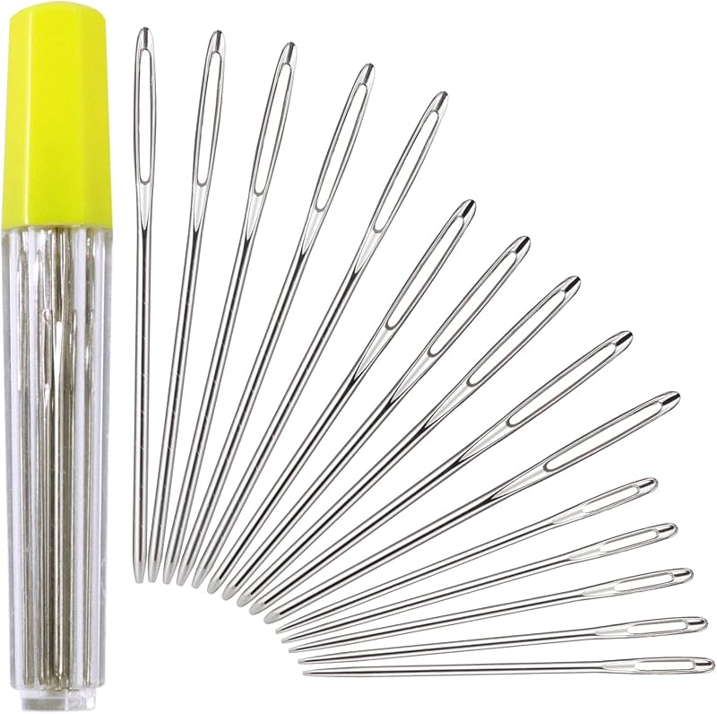 Redamancy Large Eye Blunt Needles 15 Pcs 3 Sizes Stainless Steel