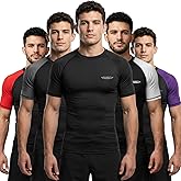 Exxact Sports Men’s BJJ Rash Guard Short Sleeve, IBJJF Ranked No Gi Jiu Jitsu Compression Shirt for MMA Grappling & Training