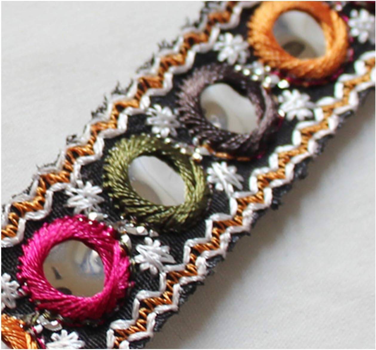 1Yard Mirror Embroidered Webbing 2/4.5cm Trim DIY Handmade Sewing Net Yarn Ribbons Clothing Decorative Lace Trim,Width 2cm