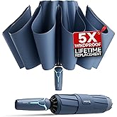 Kesteo Windproof Travel Umbrella for Rain, Withstand 85MPH Winds, 54 Inch Automatic Reverse Fold Umbrellas Easy Auto Open Close, Portable Compact Umbrella Includes Cover Bag, Perfect for Travel, Car, Commute, Women Men, Backpack