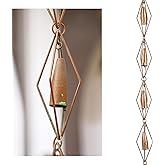 8.5 Ft Diamond &amp; Bell Rain Chain, Patina Gutter Decorative Rain Chain | Copper Patina Finish Iron