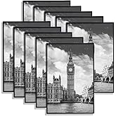 GOmaize Front Loading Black Picture Frame 5x7 Set of 10 Wall and Table Mounting