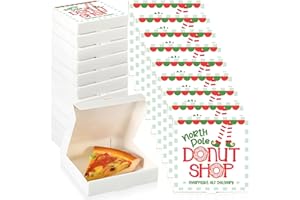 Honeydak 50 Pcs Christmas Mini Pizza Box Small Cookie Boxes Square Cardboard Pizza Box for Christmas Celebrations Party Favors(3.54 x 3.54 x 0.78 Inches)