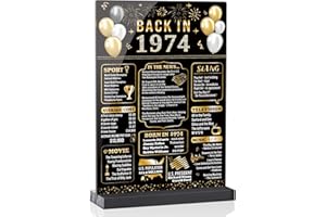 WEMING 50th Birthday Decorations for Men, 50th Anniversary Decorations, 50 Year Old 1974 Birthday Party Decoratinos, Back in 1974 Poster Table Sign