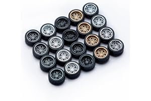 CHENZHIZHAO 1/64 Wheels and Tires Set, 64 Scale die-cast Model Modification, 64 Scale Miniature Scene Production, ABS Injection Rubber Tires, 5 Sets Packaging，Style A