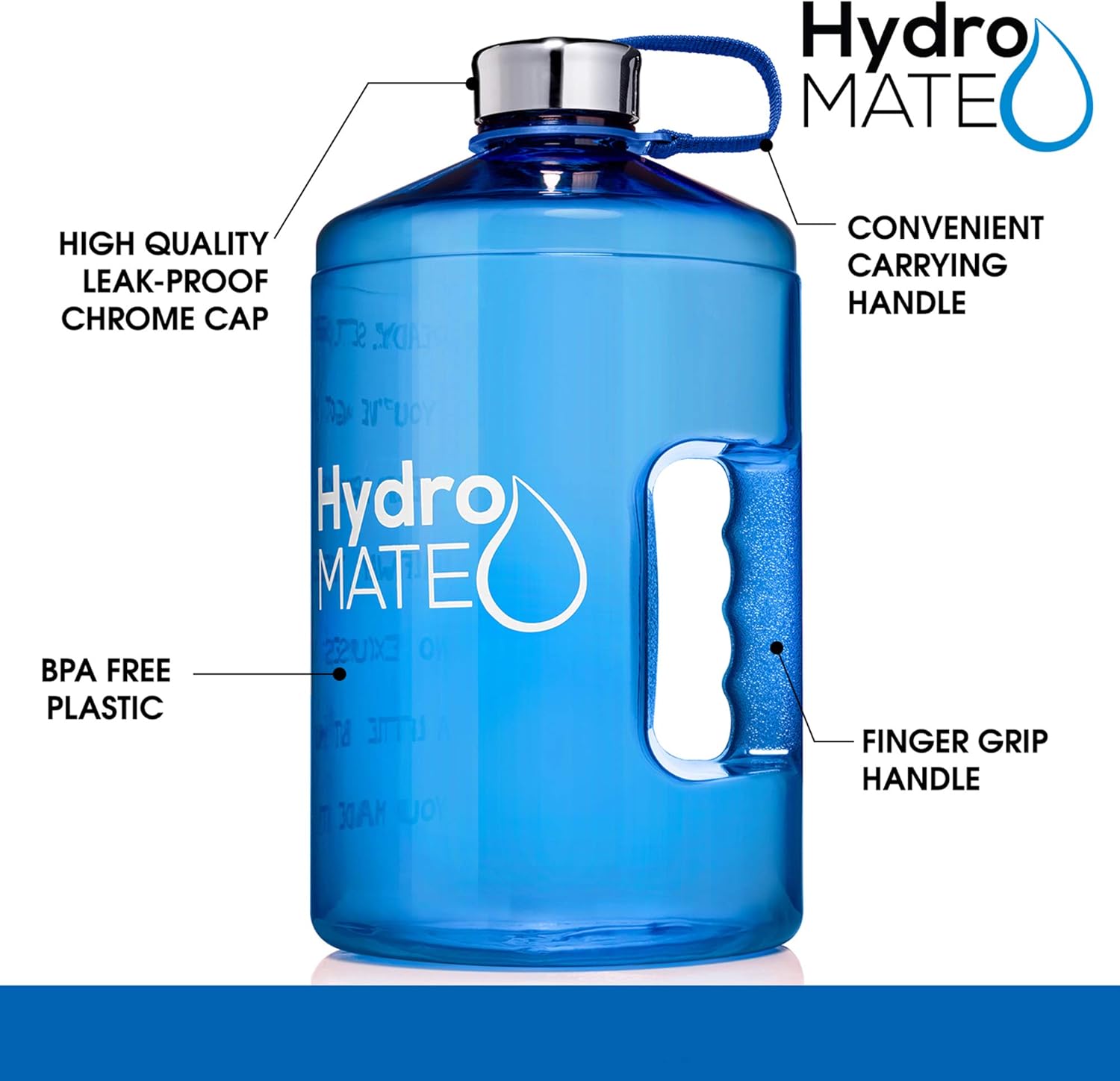 Download Water Bottles Hydromate 1 Gallon Motivational Water Bottle With Time Marker Large Bpa Free Jug With Handle Reusable Leak Proof Bottle Time Marked To Drink More Water Hydro Mate 128 Oz Home