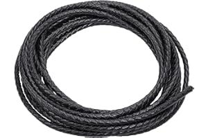 Lystaii 5.5 Yards Genuine Leather Cord 4mm Round Braided Bolo Leather Cord Strip Braiding Antique Strap 5m Long for Bracelet Necklace Beading DIY