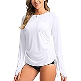 SANTINY Women's Rash Guard UPF50+ SPF Long Sleeve Swimsuits Top UV Sun Protection Swim Shirts for Woman with Zip