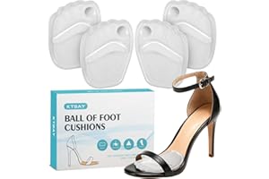 KTSAY Metatarsal Pads Women, Gel Ball of Foot Cushions for Pain Relief in Shoes, Non-Slip Heel Inserts, One Size Fits All (2 Pair, Clear)