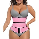 FeelinGirl Waist Trainer for Women Belly Fat Long Torso Sauna Workout 2 Belt With Zipper 7 Steel Bones Corset
