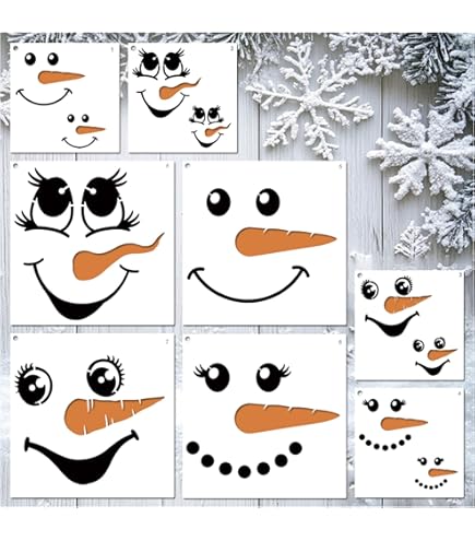 Snowman Smile Face Stencil - Christmas Craft Stencil For Holiday Decor & Signs