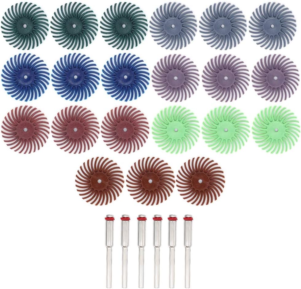 Yuhtech Radial Bristle Disc Kit, 21 Pcs Abrasive Brush Wheel Radial Bristle Disc with 6 Mandrels