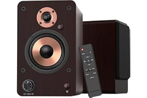 LONPOO 100W Active Bookshelf Speakers, Bluetooth PC Speakers with 4'' Aluminum Woofer, Support Optical, Coaxial, RCA, USB, AUX-in Ports for or Smartphones, TVs, Desktops and Turntable (LP42M)