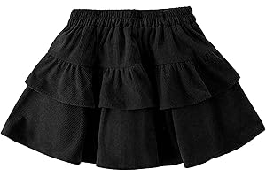 Happy Cherry Toddler Kid Girls Vintage Corduroy Mini Skirt High Waisted Y2K Ruffle Skirts with Liner 3-12Y