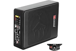 H YANKA SDM-08MINI 400W 8 Inch Compact Powered Subwoofer Car Audio – Slim Underseat Car Subwoofer with Built-in Amp for Car/BEV/Truck/Jeep Audio (Slimer, More Compact)