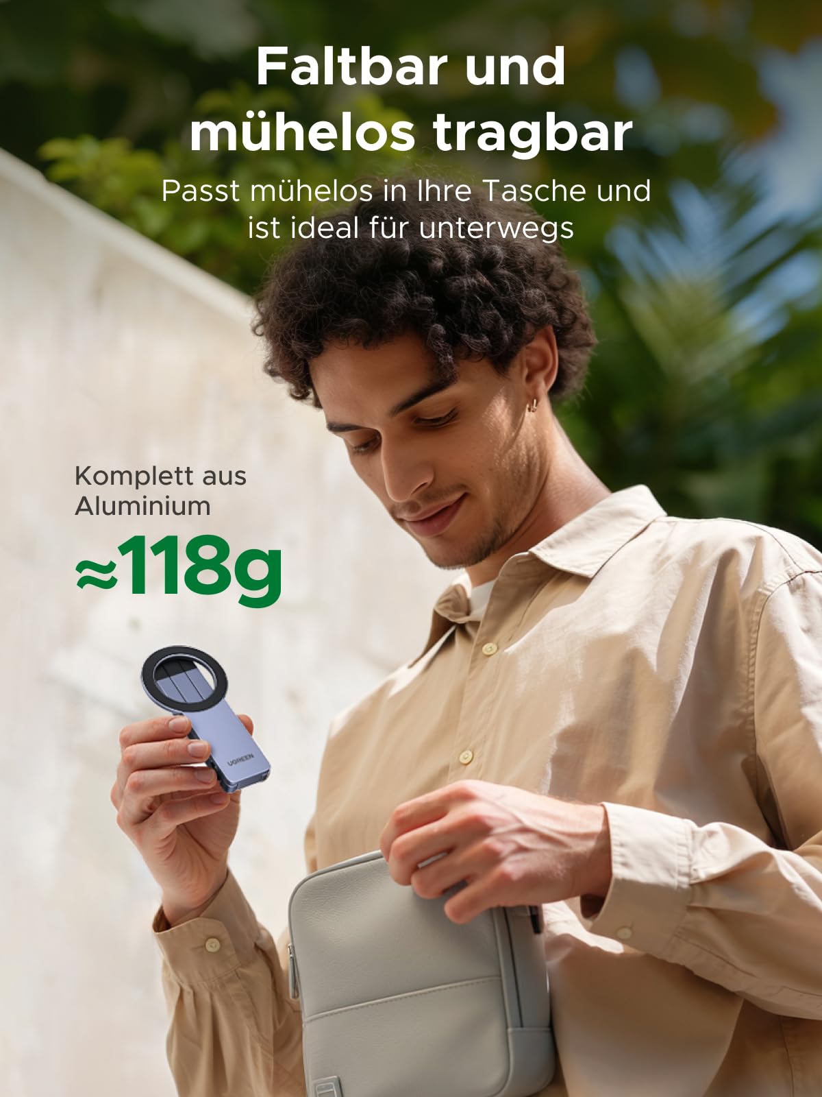 UGREEN Magnetisches Handy Stativ, Aluminium Magsafe Stativ, Enthält eine 1/4"-20-Schraube, Multifunktionaler Tragbarer Selfie-Stick Kompatibel mit iPhone 17 16 15 14 13 12 Sumsung und Magsafe Hülle 8