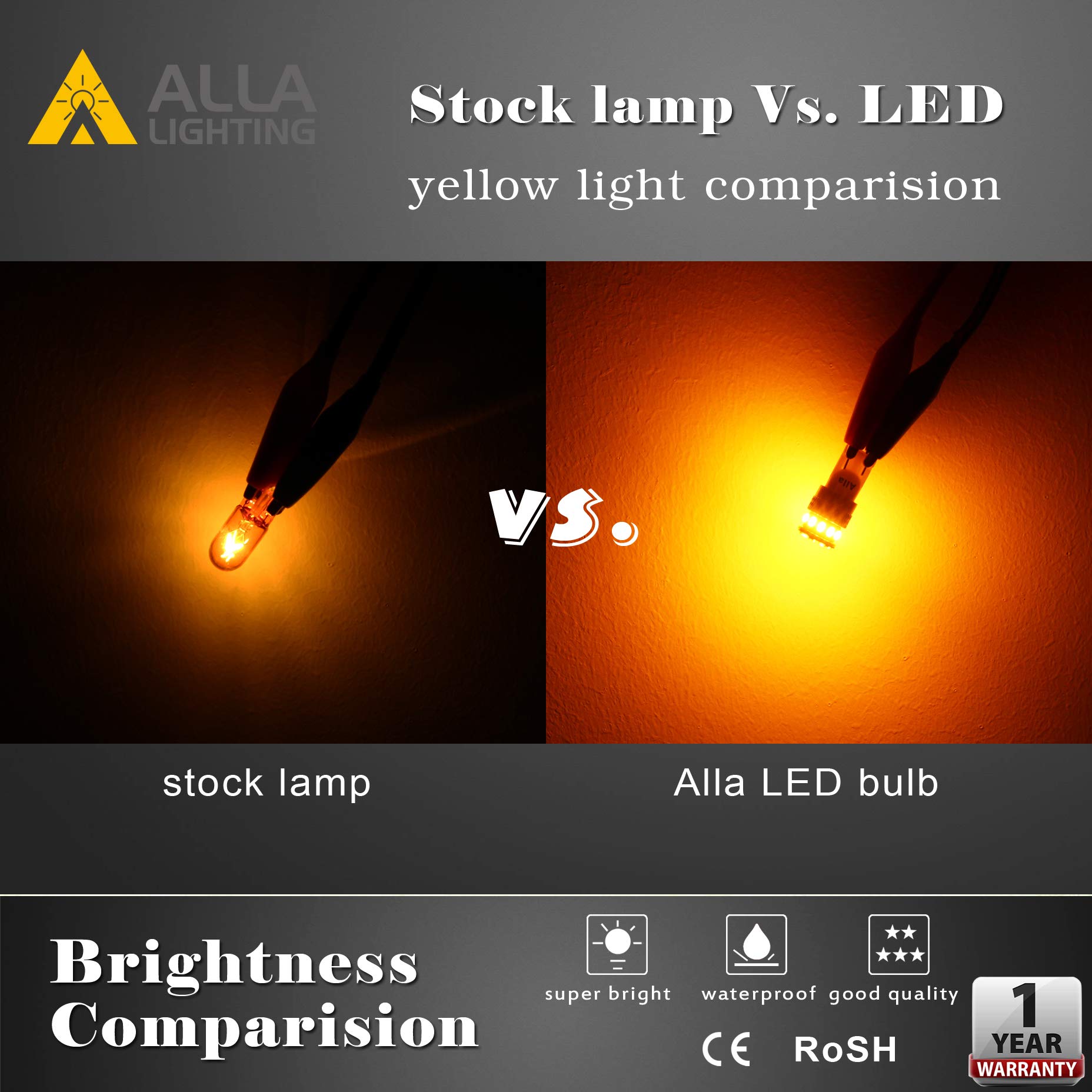 Alla Lighting Xtreme Super Bright 168 194 LED Lights Bulbs Amber Yellow