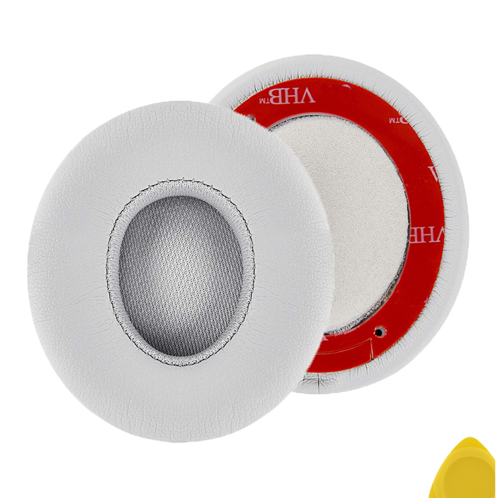 Geekria Replacement Ear Pads for Beats Solo 2 (B0534) & Solo 3 (A1796) Wireless On-Ear Headphones, Ear Cushions (Matte Silver)