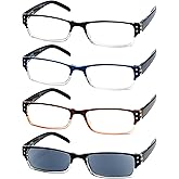 Eyekepper 4 Pack Classic Reading Glasses for Women and Men Include Reading Sunglasses Two-Tone Readers +0.50