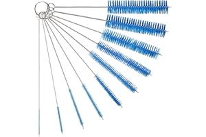 THE SCOOPIE 8 Inch Nylon Tube Cleaning Brush Set, (Blue Variety Pack), 10 Piece Kit, Long Deep Cleaning Brushes with Flexible Handles for Bottles, Straws, Pipes, Keyboards, Glass, Guns and Detailing, Heavy Duty
