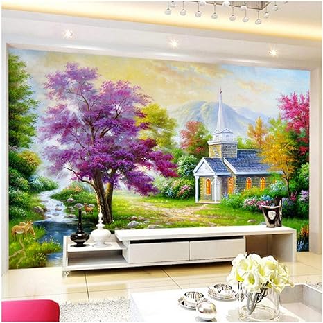 Amazon 川沿いの風景壁画の家 写真3d壁紙ビューホール壁壁紙テレビ背景300cm W X0cm H 壁紙