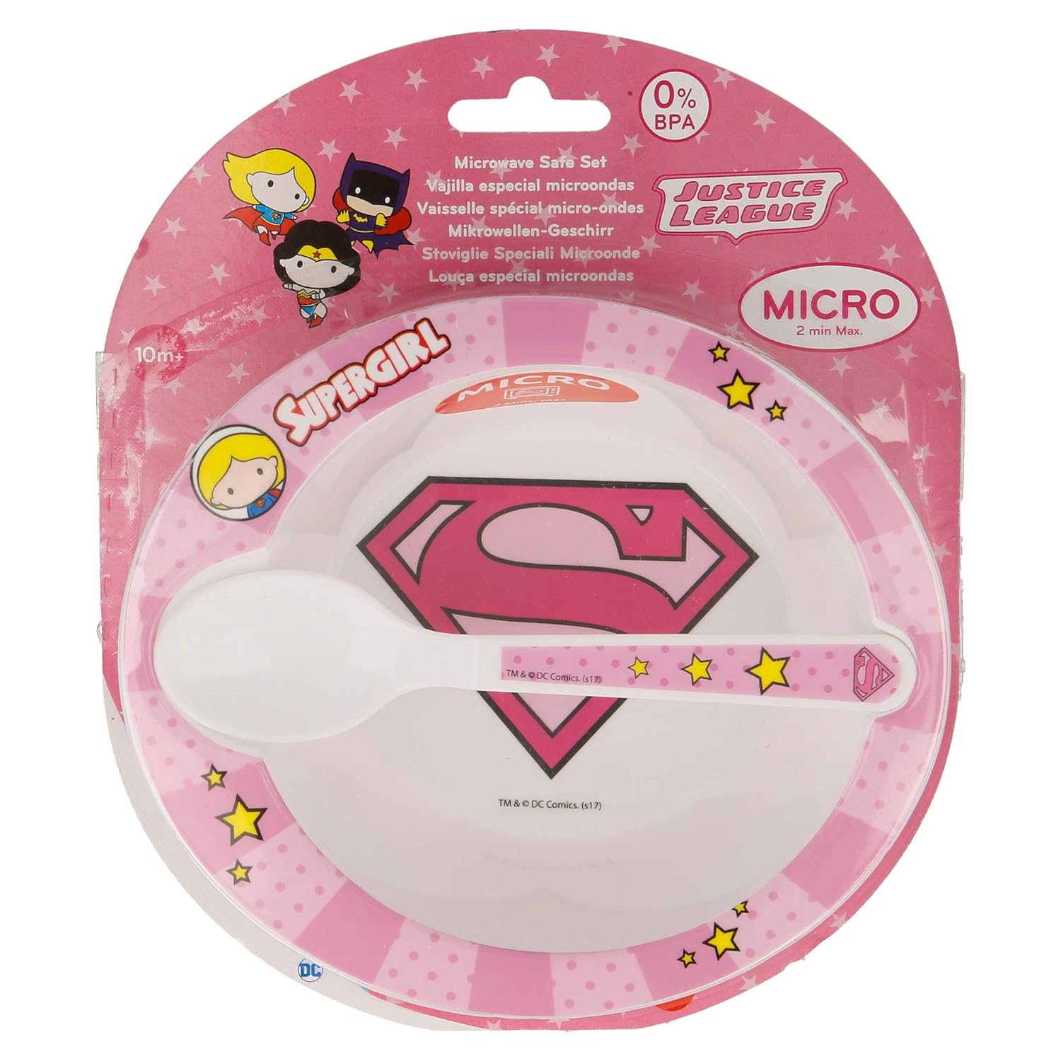 SET MICRO BABY 2 PCS. (CUENCO Y CUCHARA) LIGA DE LA JUSTICIA CHIBI ...