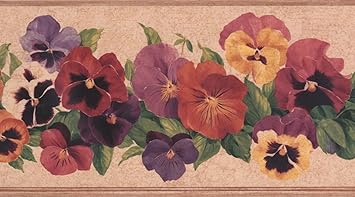 Red Purple Pink White Yellow Flowers Cracked Brown Floral Wallpaper Border Retro Design Roll 15 X 6 Amazon Com