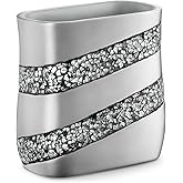 Creative Scents Silver Mosaic Bathroom Trash Can 2.11 Gal / 8L - Decorative Waste Basket for Bathroom - Durable Slim Small Garbage Can for Bathroom, Powder Room, Bedroom or Living Room Decor