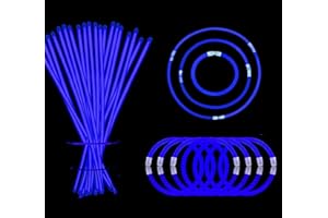 YOFOBU Blue Glow Sticks Bulk Light Up Bracelet Glow Necklaces with Connectors 50ct 8" Glowsticks Neon Party Supplies for Chri