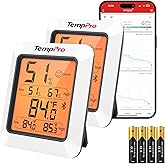 TempPro Hygrometer Thermometer for House TP350, Bluetooth Room Indoor Greenhouse Thermometer Up to 260FT,Backlit Humidity Met