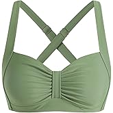 ZAFUL Women Bikini Top Only-Ruched Bra Padded Bathing Suit Top Cross Back Vintage Retro Bathing Suit Tops 2025