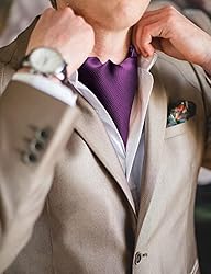 Ailisus Cravat Tie and Lapel Pin Set Mens Solid