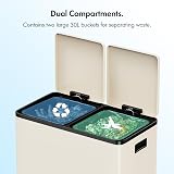 VonHaus 60L Double Kitchen Bin Two Section Recycling Cream view 5