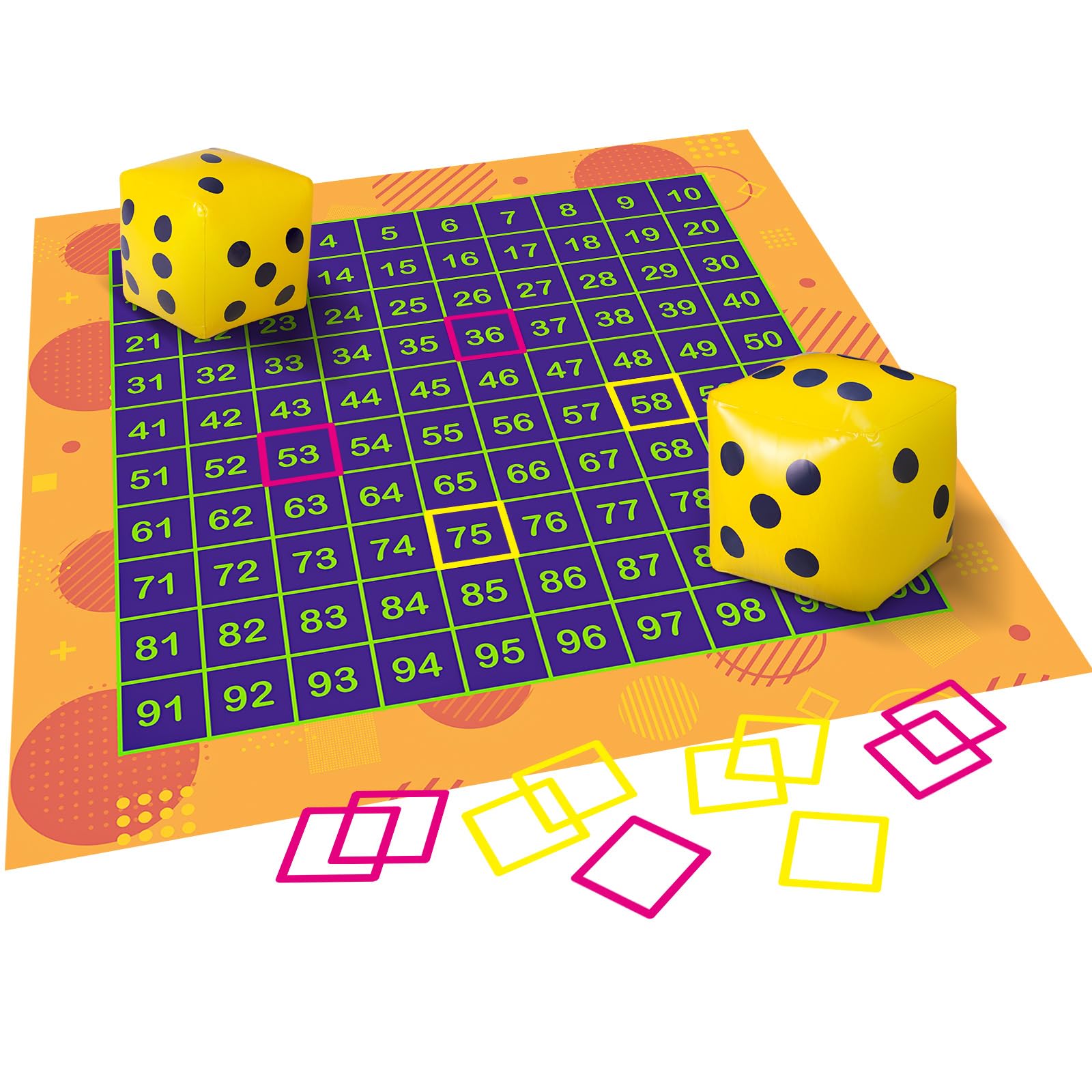 Photo 1 of VioraWhite Hundred Activity Mat Math Rug Hundreds Chart Set 1-100 Counting Rug for Home Classroom, 4x4 ft Non-Slip Educational Activity Mat with Dice Frames, Large Math Learning Tool for All Ages