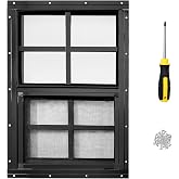 Hryan 12"x18" Shed Window for Chicken Coop, Playhouse and Mobihome | Windows for Exterior Sheds, Mobile Home, Garage and Green House (BLACK)
