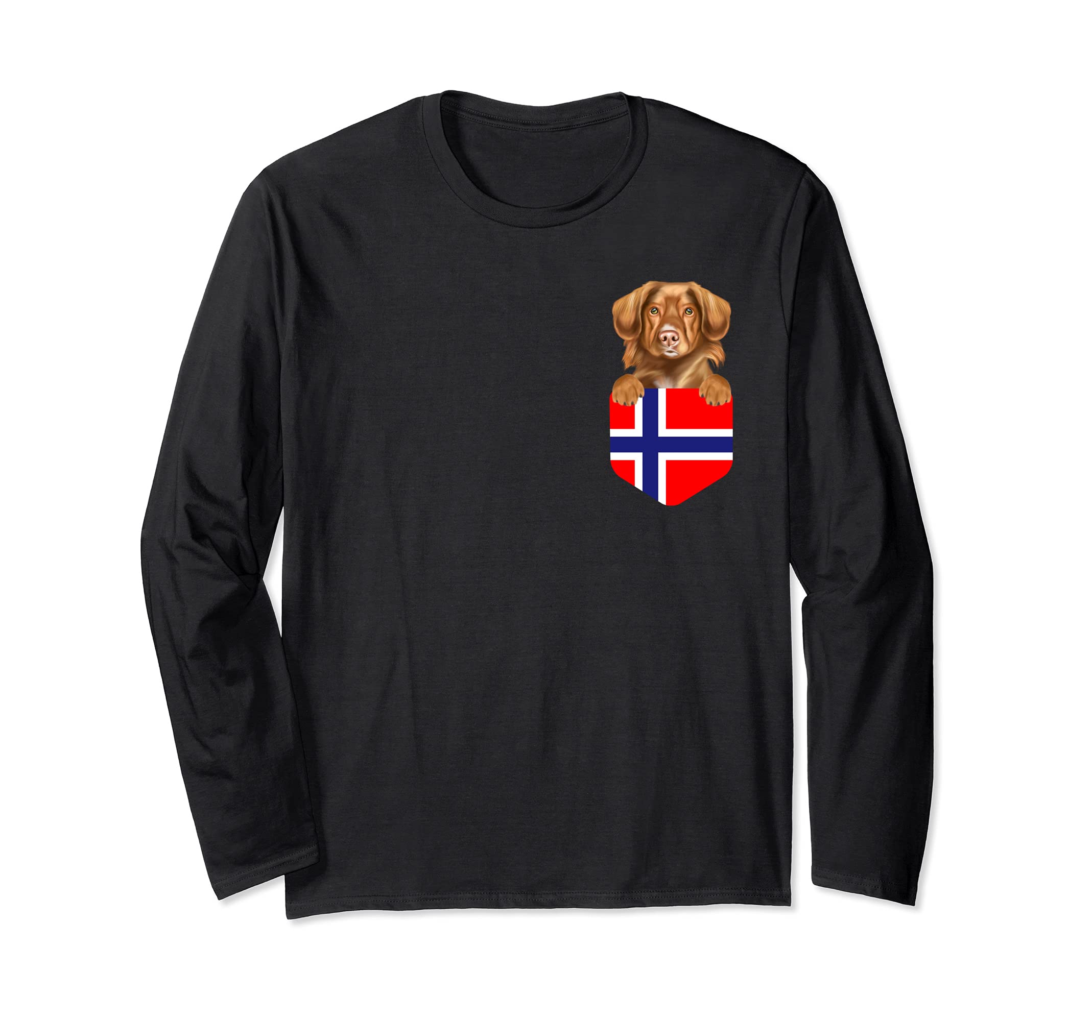 Norway Flag Duck Tolling Retrievers Dog In Pocket Long Sleeve T-Shirt