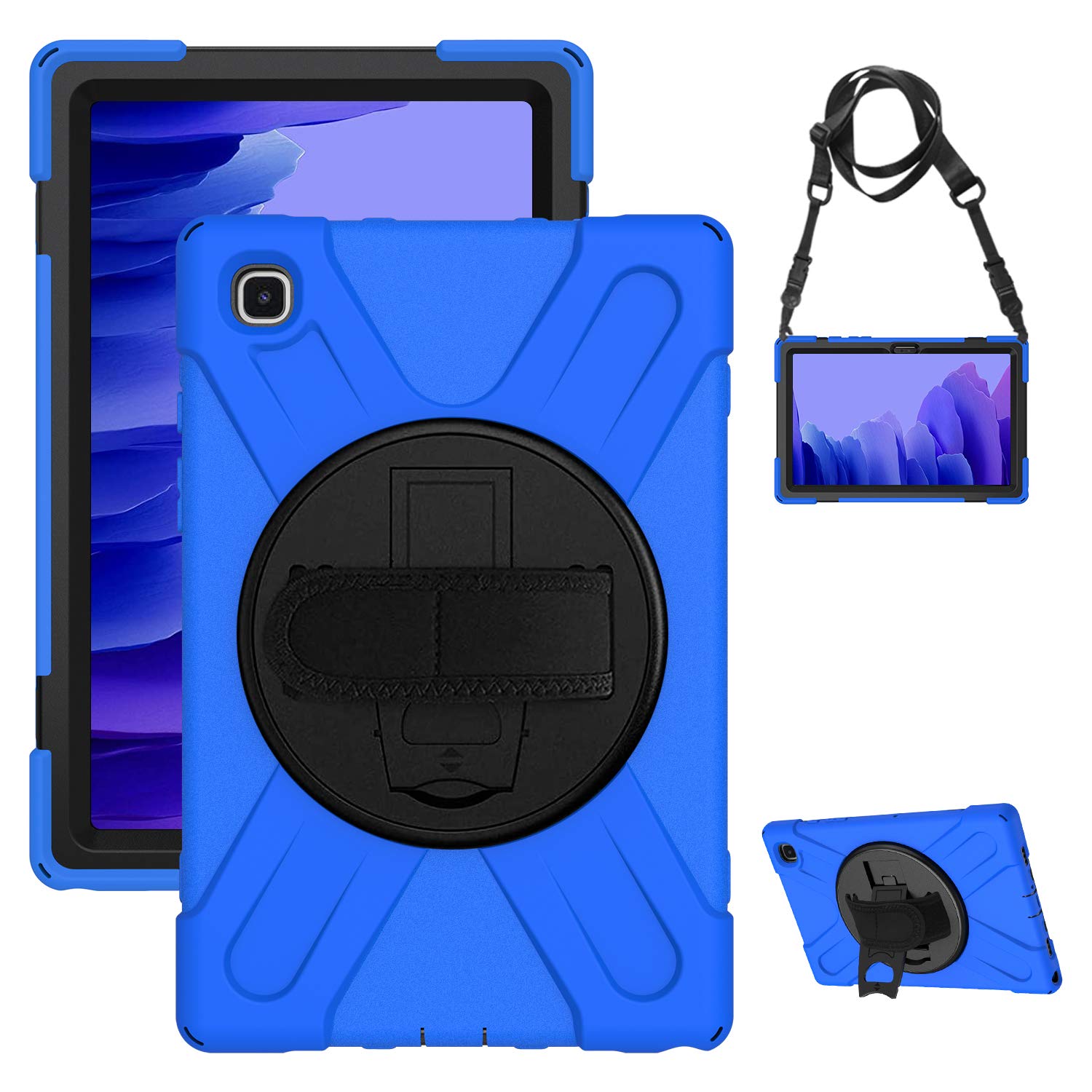 Gerutek for Samsung Galaxy Tab A7 10.4 Case 2022/2020 Rugged, Galaxy A7 Tablet Tough Heavy Duty Shockproof Tab A7 10.4 Tablet Case with 360° kickstand/Hand Strap for Samsung tab A7, Blue