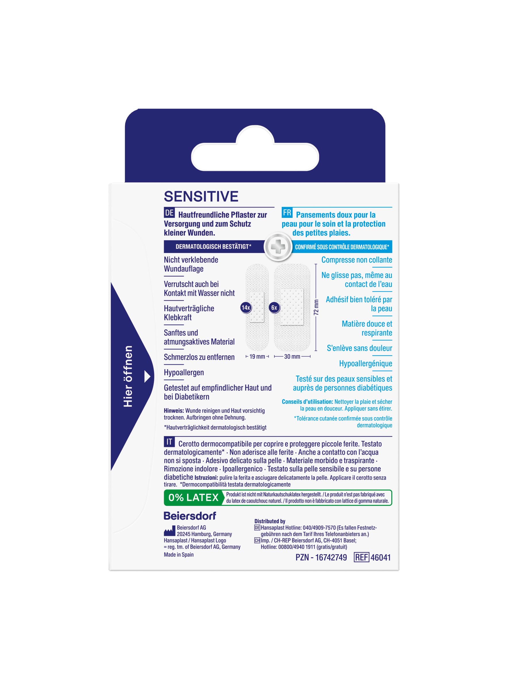 Hansaplast Sensitive Pflaster (20 Strips), hautfreundliche und hypoallergene Wundpflaster mit Bacteria Shield & sicherer Klebkraft, schmerzlos zu entfernende Pflaster 7
