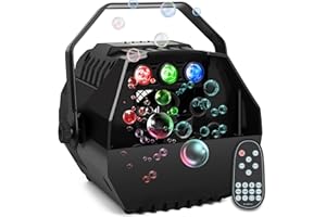 BAISUN Bubble Machine with 3 Led Lights Remote Control, 8000+ Bubbles Per Minute for Kids Birthday Party Indoor Outdoor, Led Screen Operation, Adjustable Speed, Powered by Plug-in or Battery (Not Included)