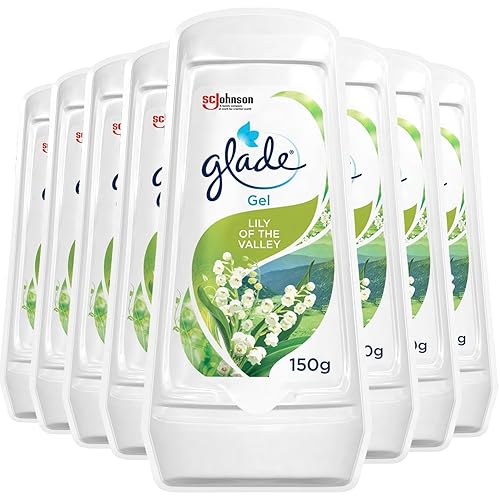 Glade Solid Gel Air Freshener, Odour Eliminator for Home & Bathroom, Lily of the Valley, Pack of 8 (8 x 150g)