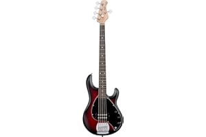Sterling by Music Man StingRay Ray5 Bass Guitar in Ruby Red Burst Satin, 5-String