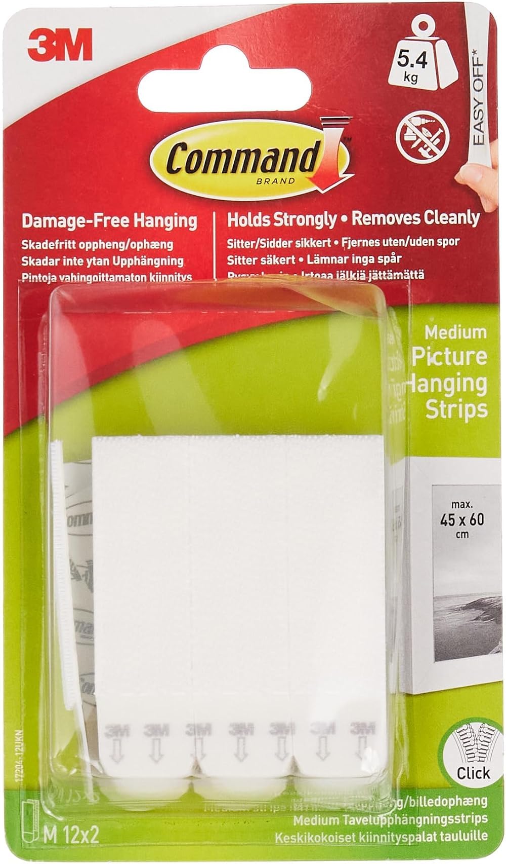 Command Picture Hanging Strips Standard 12 Pairs 24 Strips Holds 5 kg