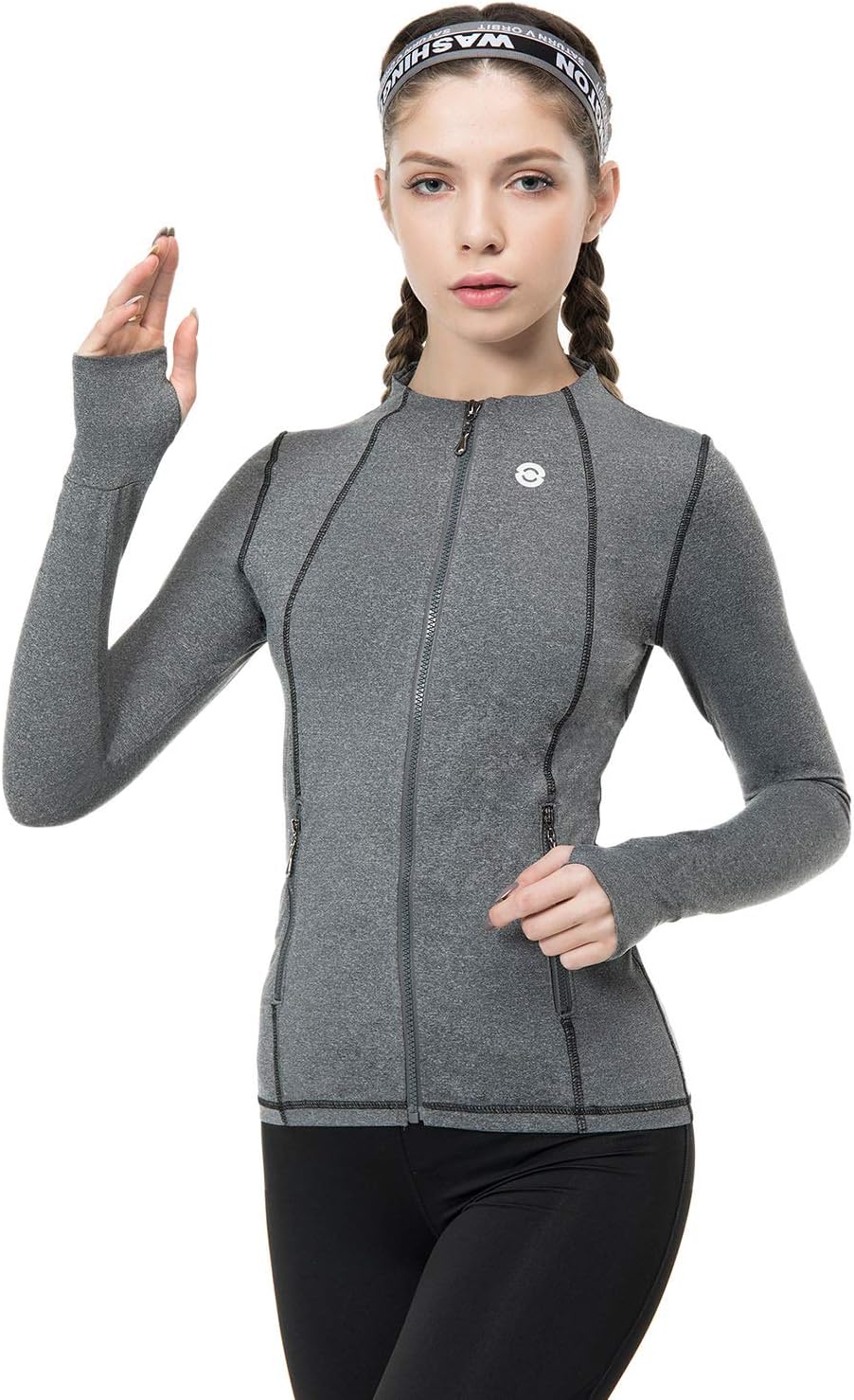 Women's Workout Track Jackets Slim Fit Lightweight Full-Zip Running Yoga Activewear