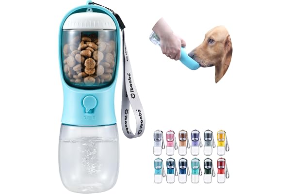 Cibaabo Dog Water Bottle with Food Container, Travel Puppy Water Bowl, Portable Pet Dispenser, Dog Gift, Puppy Essentials for