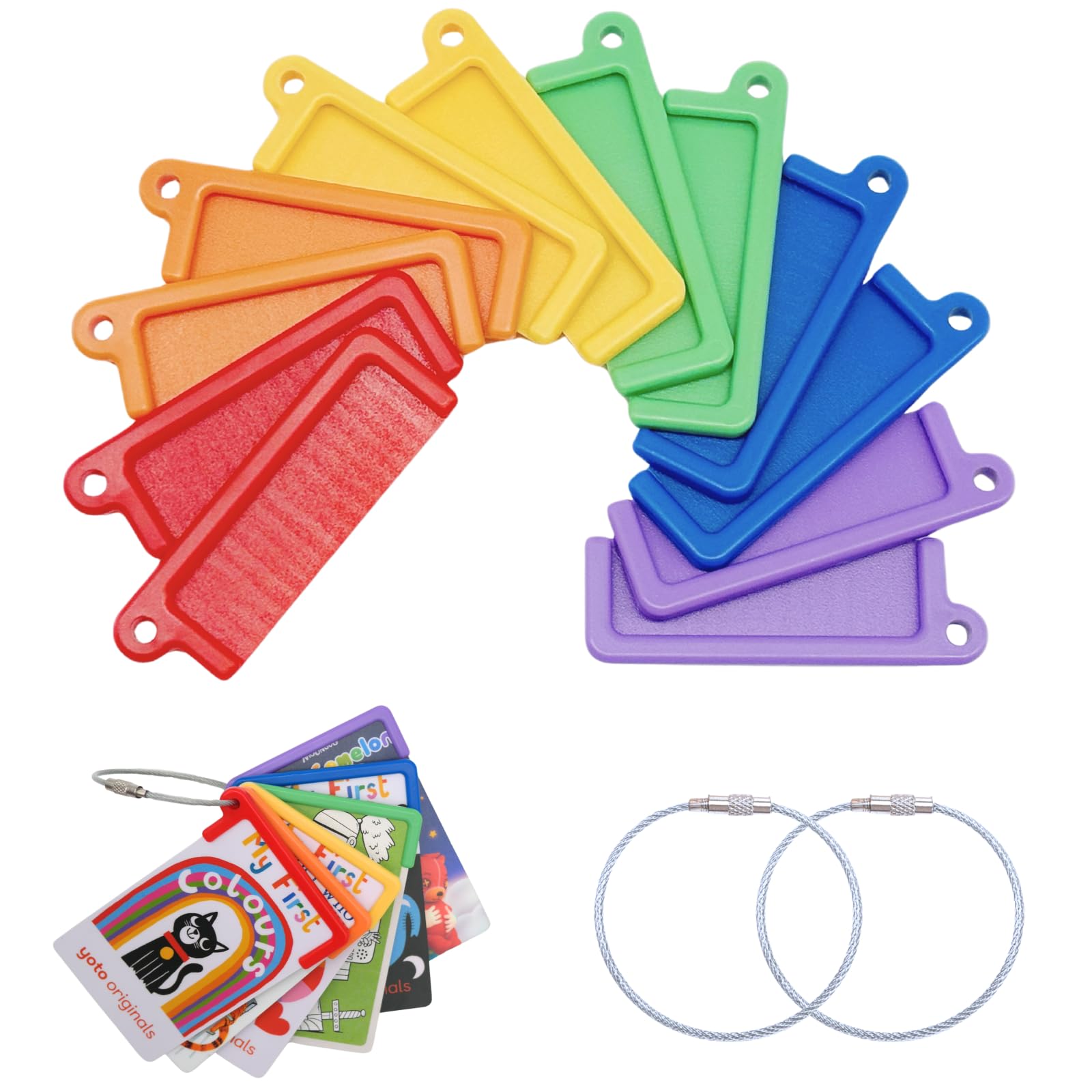 12 Pcs Yoto Card Holder with 2 Rings, Yoto Card Organizer Audio Card Holder, Compatible with Yoto Mini Player, Travel Accessory