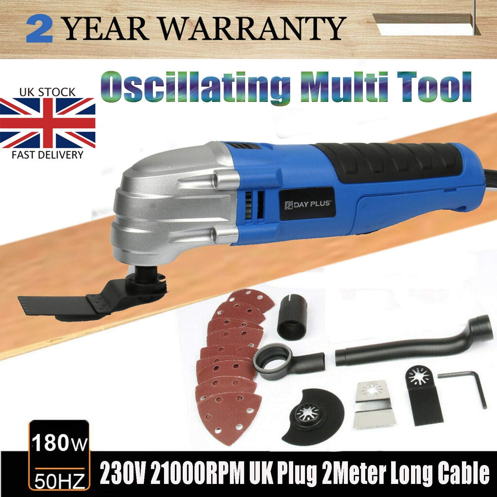 21000rpm Oscillation Multi Tool with 2.8° Oscillating Angle Various Accessories and Carry Case 180W Powerful Useful DIY Tool for Polishing Sanding Cutting
