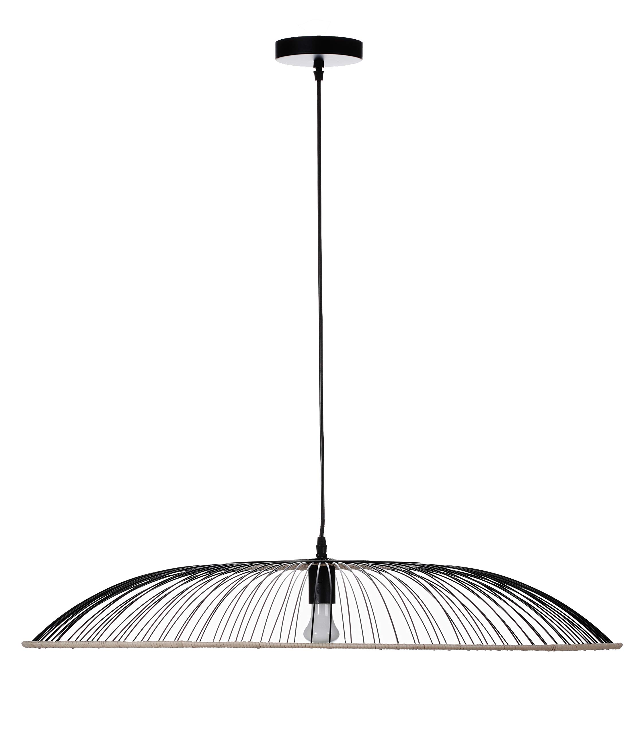 LUSSIOL Suspension, 60 W, Black Metal/Rattan