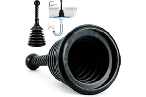 Luigi's Sink Plunger Kitchen - Sink Plunger Bathroom - Drain Bathtub or Shower - Small and Powerful Clog Remover - Commercial Style Plumbers Plungers with Large Bellows - Black - Small