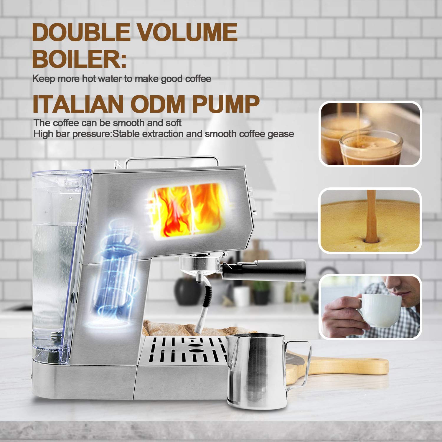 Gevi Espresso Machine 15 Bar With Milk Frother Wand