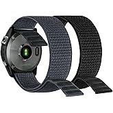 Abanen Hook and Loop Quick Dry Watch Band for Fenix 8 47mm/ epix Pro 47mm / Fenix 7/6/5, 22mm Woven Nylon Ultralight Sport Wristband Strap for Garmin Instinct 2, Instinct 3 45mm